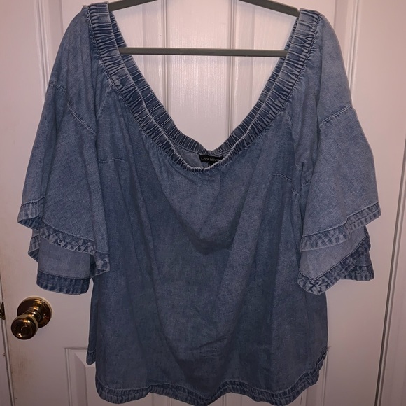 Off-The-Shoulder Denim Top - Picture 1 of 3